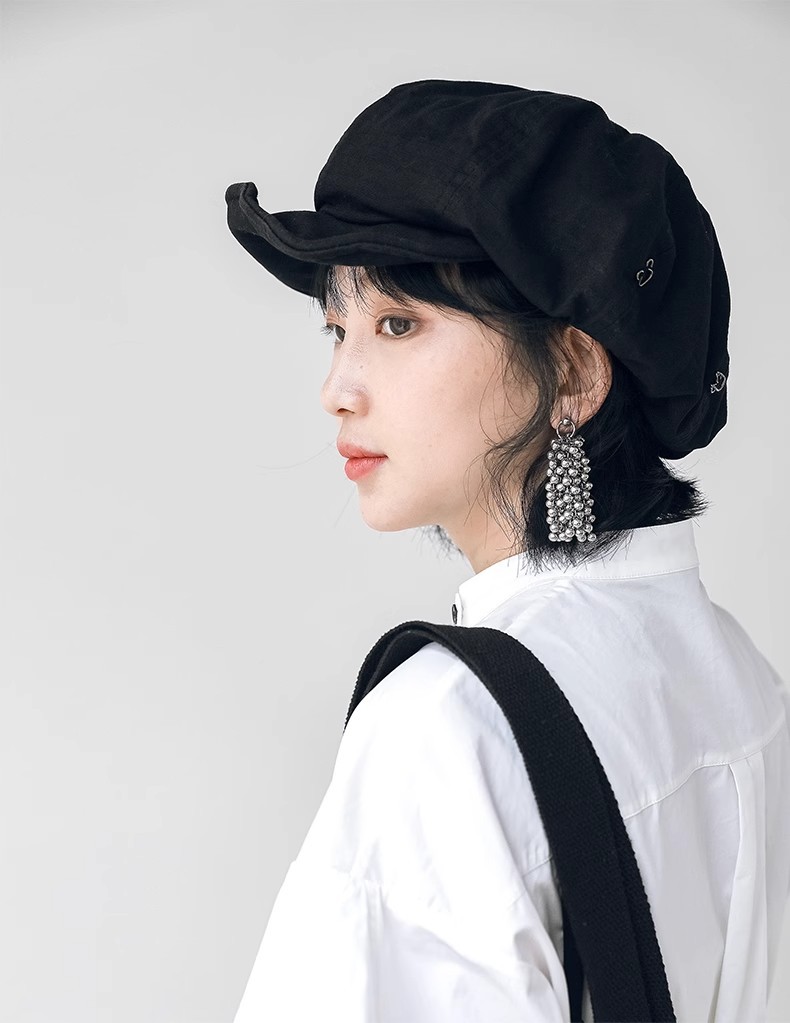 2024新款设计师自留款大版显脸小日系文艺帽子女复古画家贝雷帽详情38