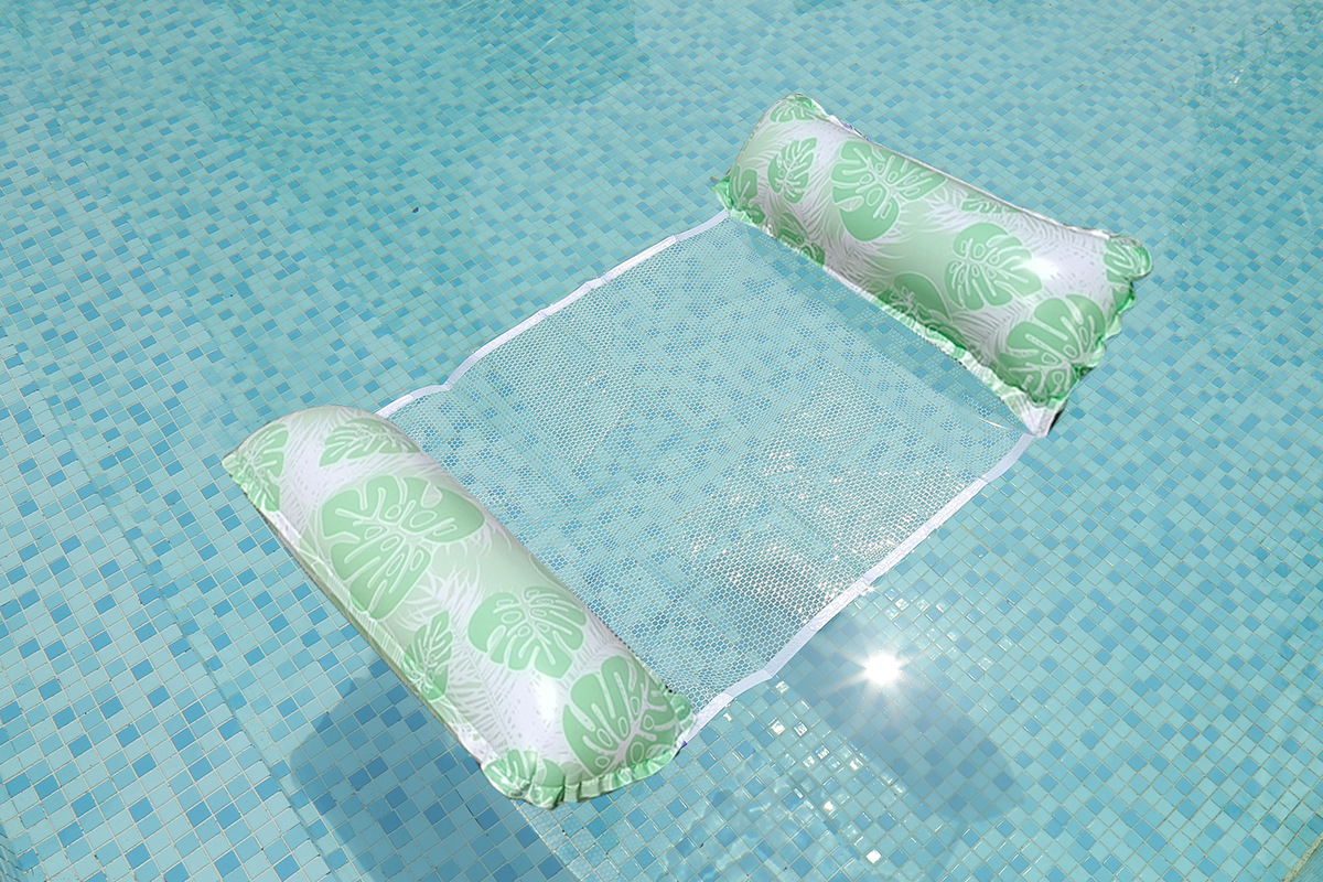 New cross-border turtle-back leaf pattern printed inflatable hammock, two-tube floating drainage, four-tube inflatable lounge chair, adult floating drainage, high-end thickened, high-quality, environmentally friendly and safe pic 9