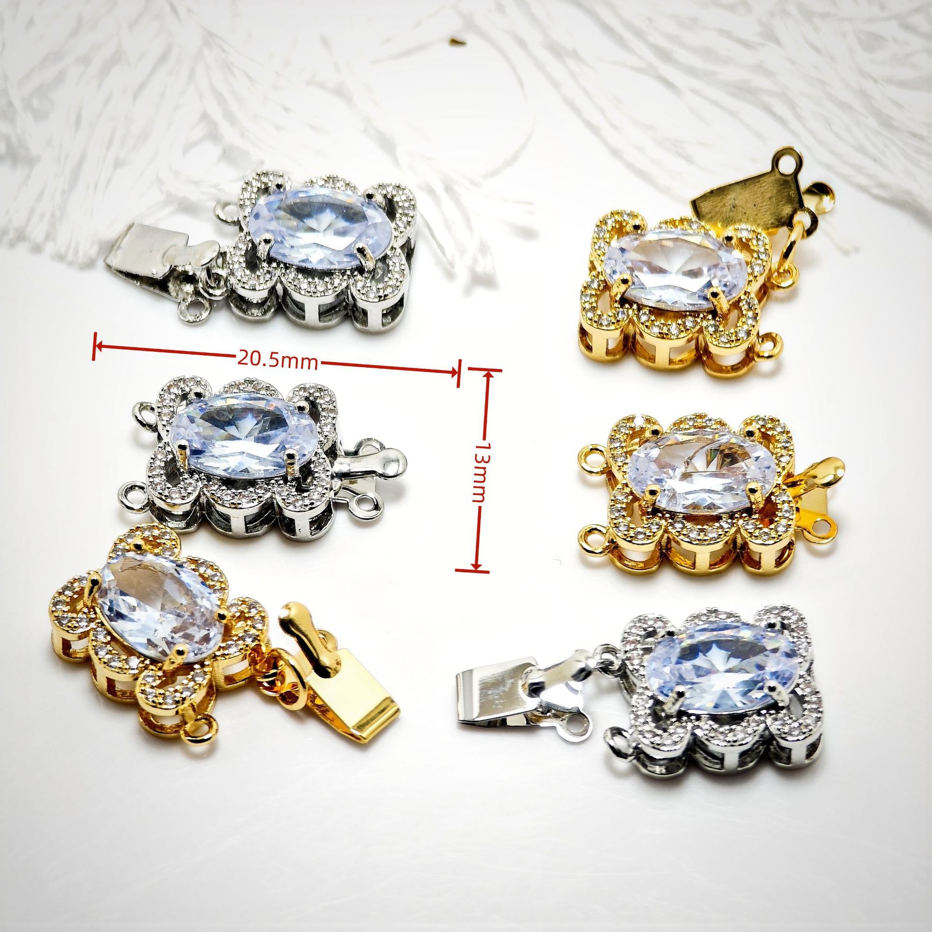 High color retention, real gold plating, double hanging, zirconium pearl buckle, pin, buckle necklace, connecting buckle head, DIY jewelry bracelet pic 24