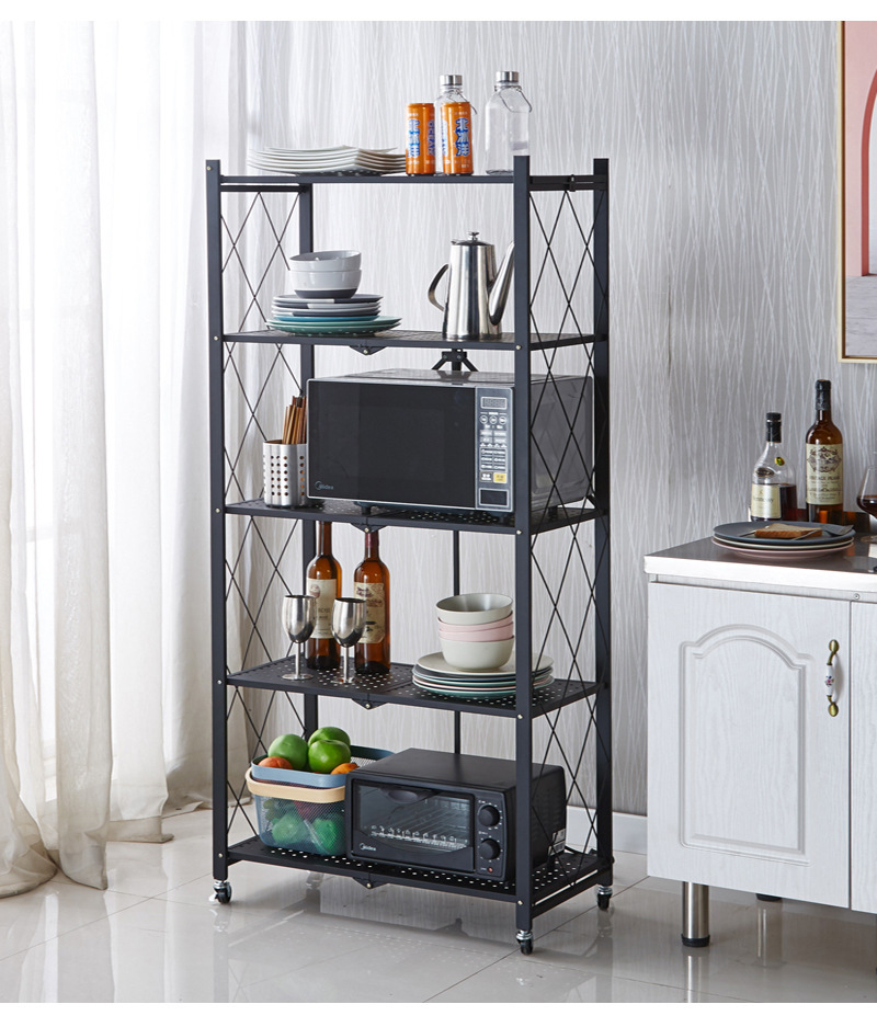 Vertical non-installation folding storage rack, kitchen multi-layer storage rack, bathroom movable storage and storage rack pic 18