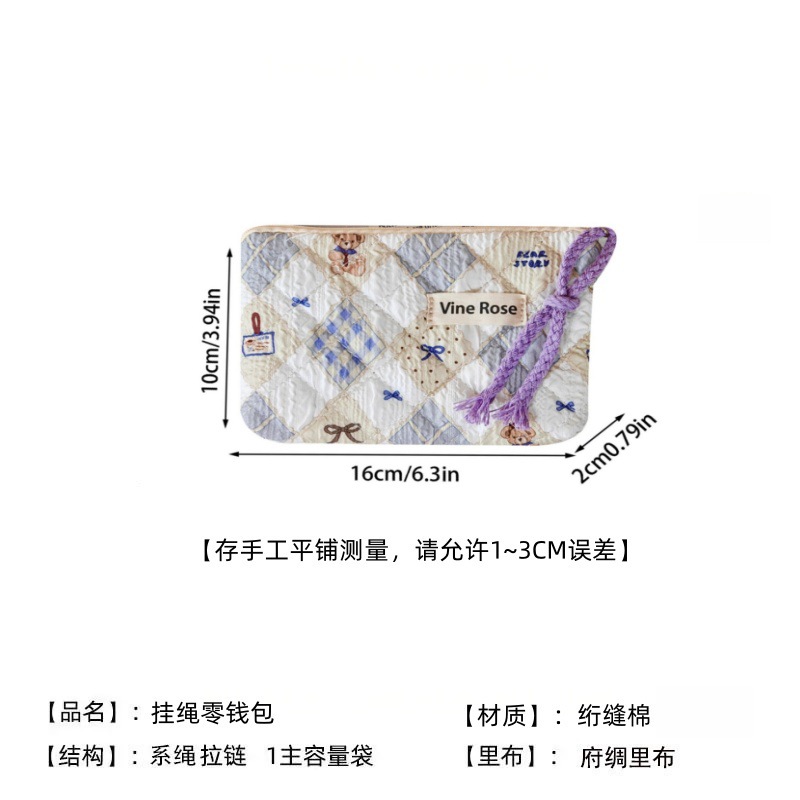 现货迷你小清新碎花绗缝棉零钱包2025新款便携旅行口红包收纳卡包详情3