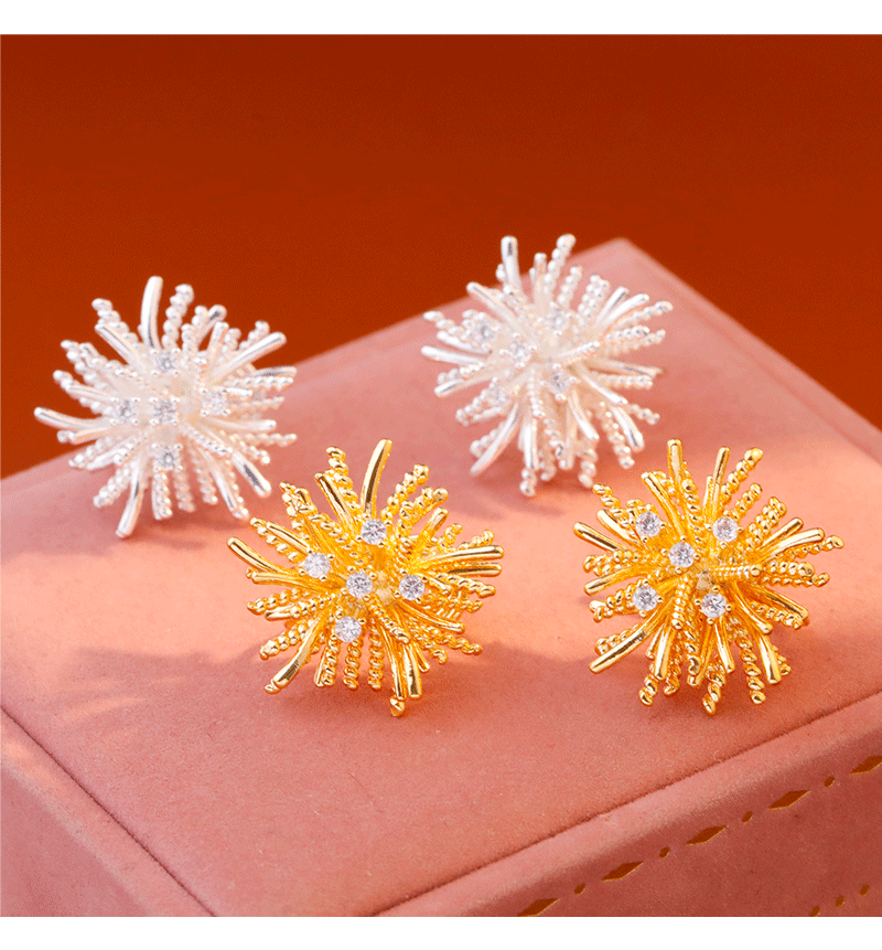 Hyacinth mosquito-repellent incense plate ear clip, brilliant fireworks earrings, women 2025, fashionable and elegant, internet-famous, super Sparkling Zircon earrings pic 4