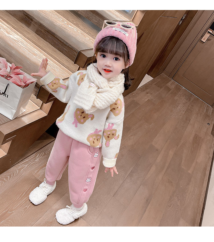 女童加绒裤子秋冬季2023新款运动裤中小童加厚休闲裤冬款儿童卫裤详情15