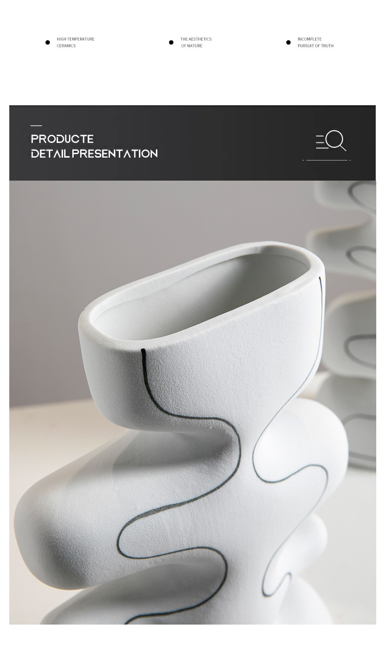 现代艺术家居软装银色陶瓷花瓶摆件 手工工艺品样板房别墅酒店装饰品详情9