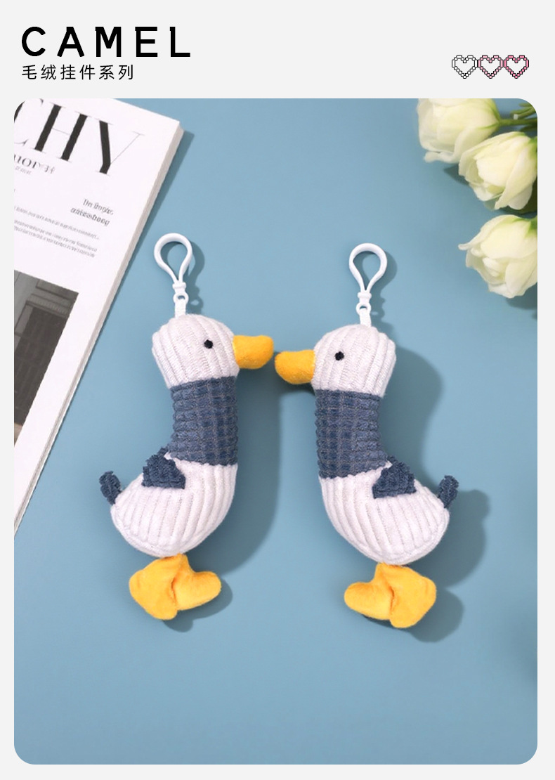 抖音可爱毛绒动物加油鸭钥匙扣玩偶娃娃鸭子公仔包包挂饰挂件批发详情8