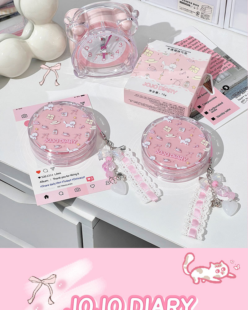 Jiujiu Diary Card Tong Cat Cushion BB Cream: Oil Control, Concealing, Long-lasting water Resistance, No Makeup smudging, Affordable Student cushion Cream pic 2