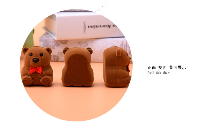 Cute plastic cartoon plush bear ring, pendant, stud and jewelry box in stock pic 10