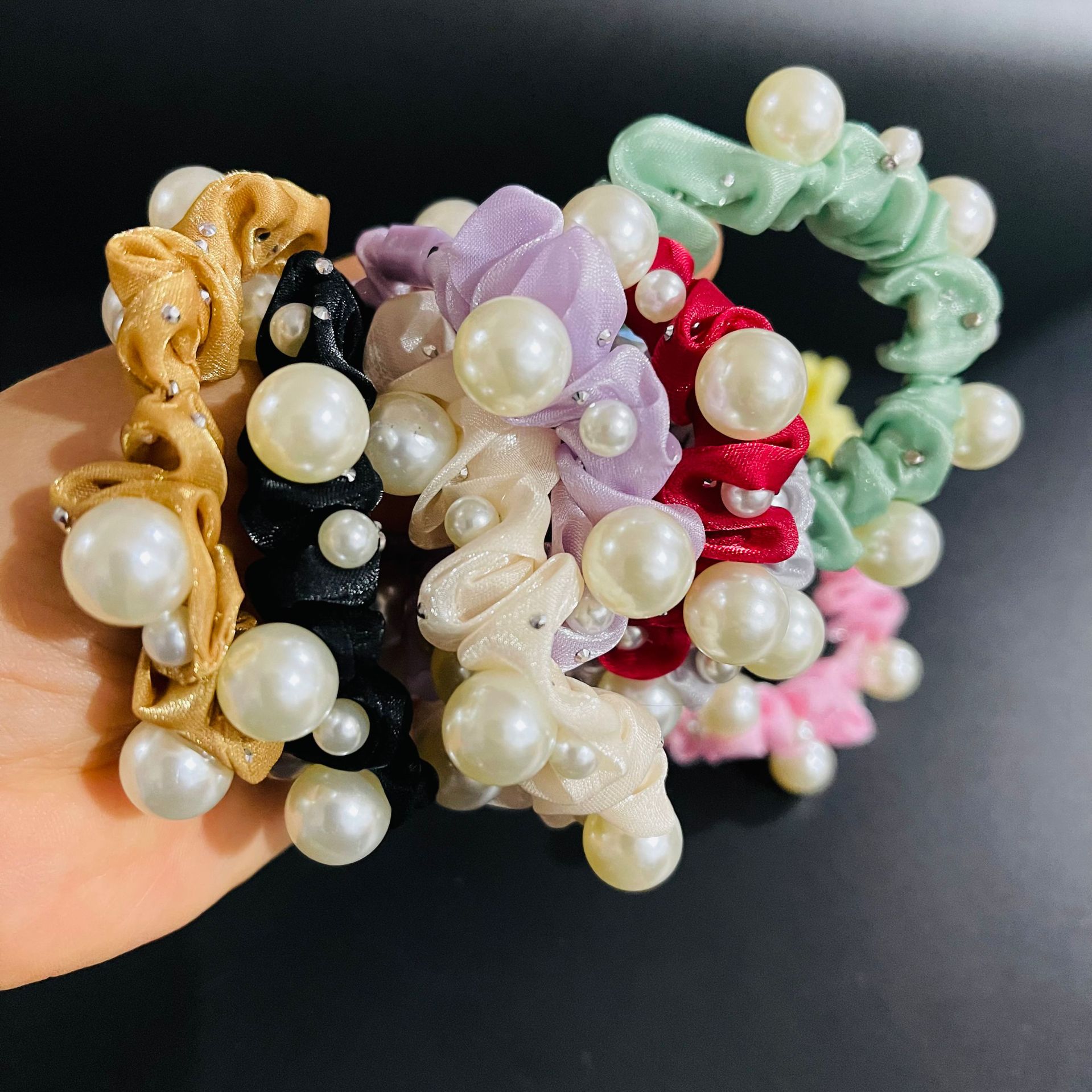 【1-9 Zone 】 No. 191 Pearl Hair Band, 100 yuan per bundle, large and small pearl hair band, Korean style hair tie, new style bun hair decoration, leather band hair tie, wholesale 1 yuan pic 3