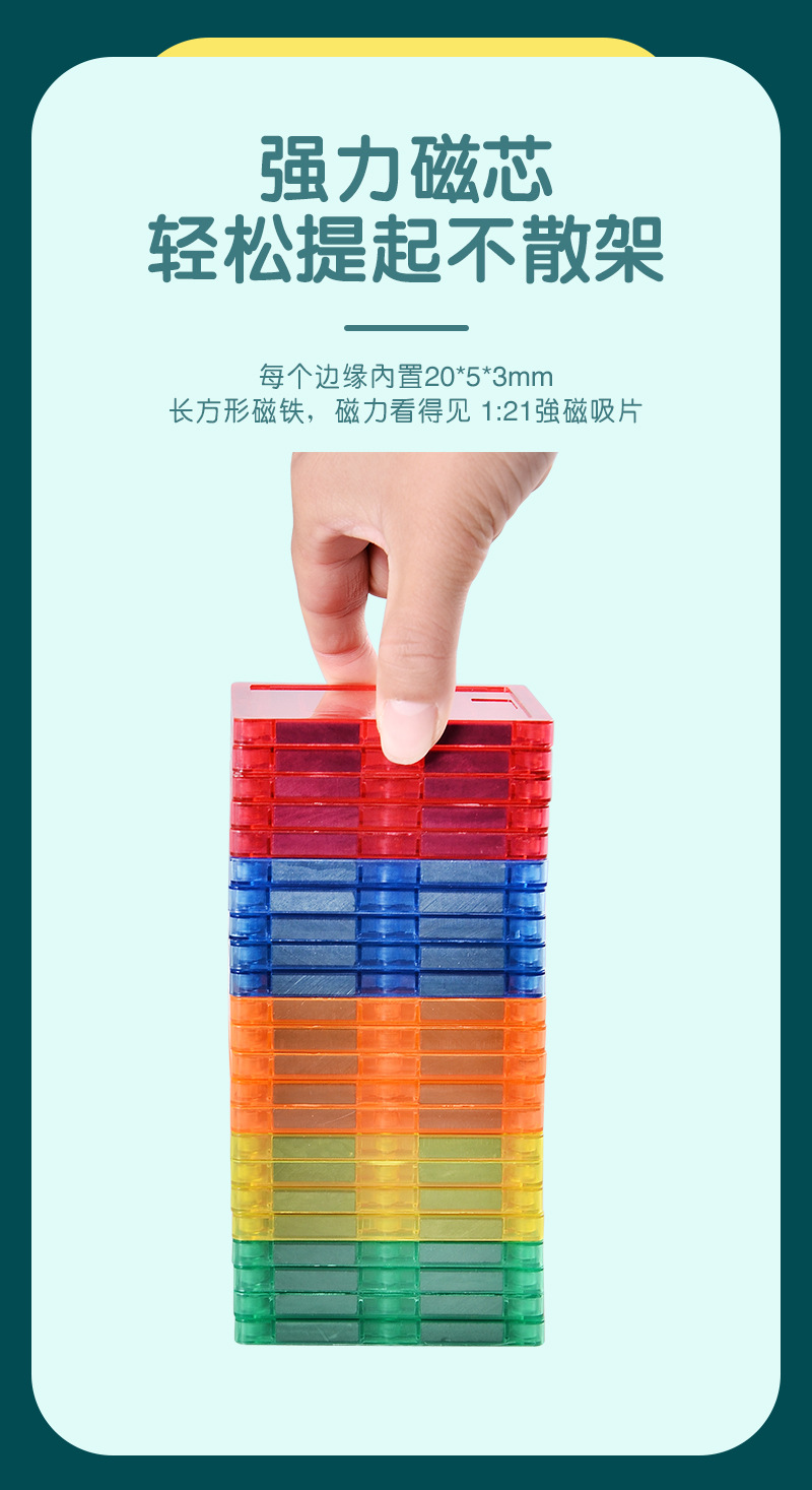 40pcs透明盒装彩窗磁力片套装儿童益智早教diy拼装磁性积木批发详情21