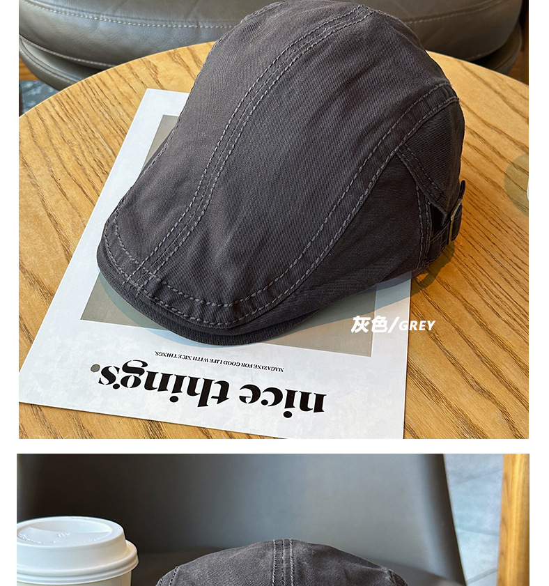 Solid color retro British-style newsboy cap for women, simple and versatile artistic beret for women, and baseball cap for men pic 14