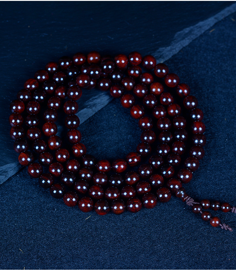 印度小叶紫檀金星手链 108佛珠念珠 檀香紫檀木手串 包浆老料 文玩情侣款 佛珠手链礼品详情7