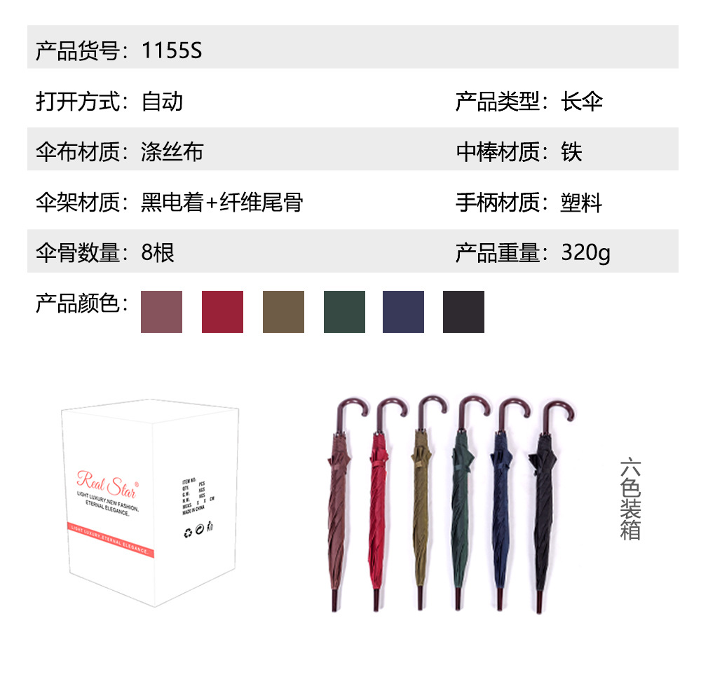 亚非拉便宜雨伞polyester涤纶布长柄伞一键开自动伞现货批发厂家详情9