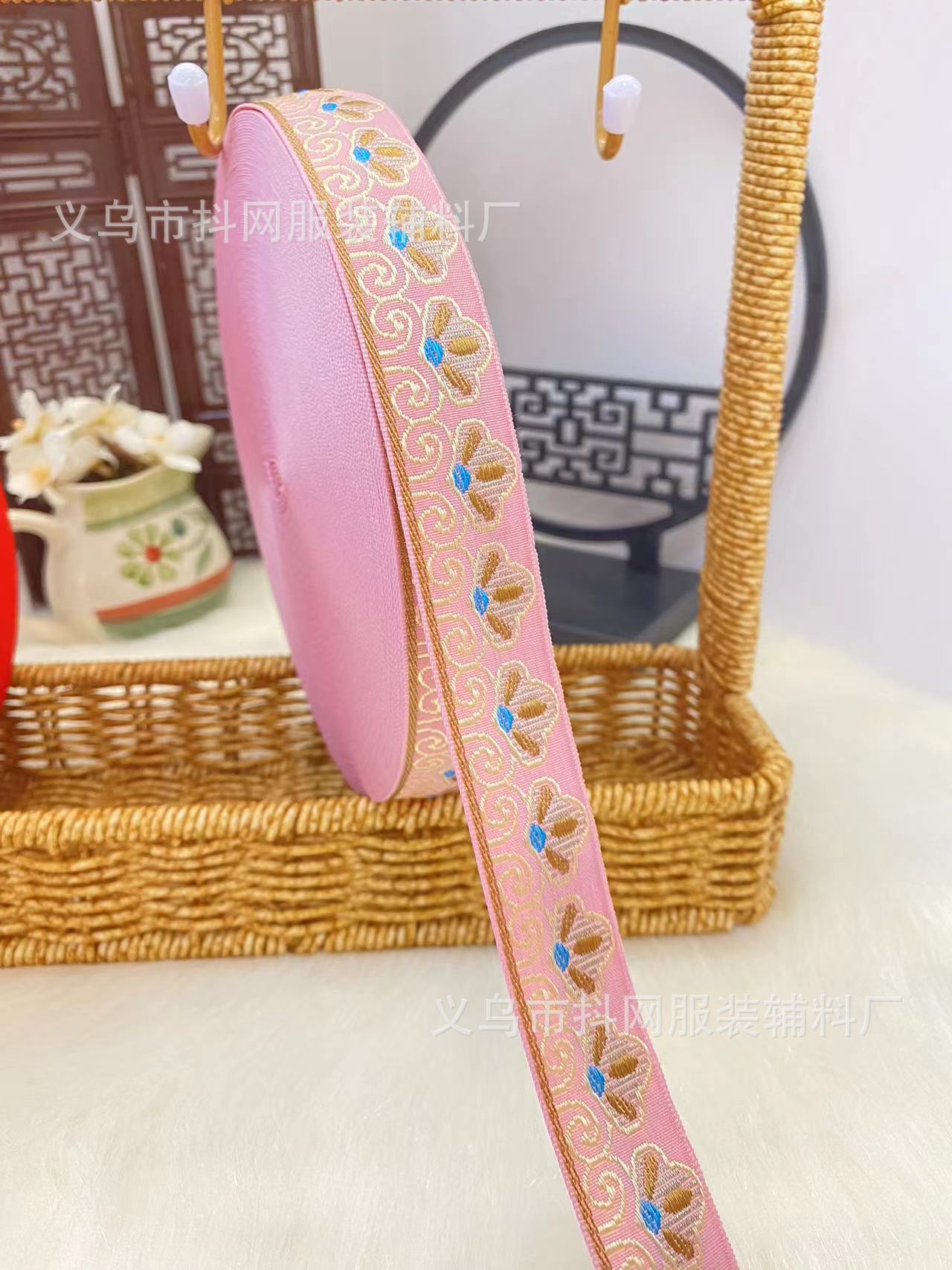 2.0- 2.5cm, bright red, festive, ethnic-style jacquard embroidery, webbing, wedding dress, hair accessories, headwear, performance costume accessories pic 5