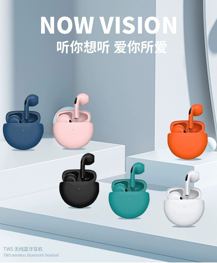pro6蓝牙耳机 跨境外贸爆款tws运动华强北5.3半入耳六代无线耳机详情9