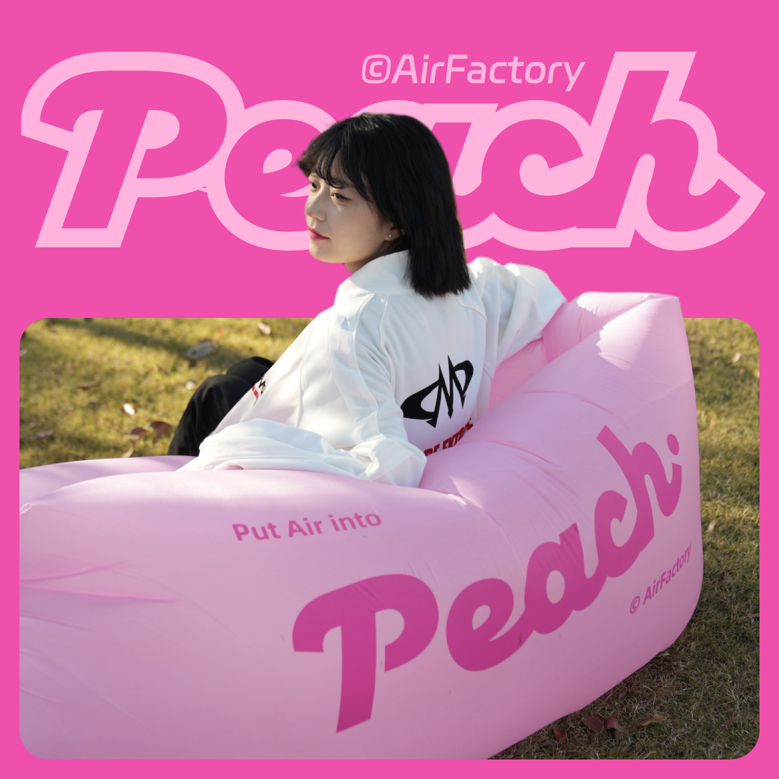 户外网红充气沙发空气沙发黑白格音乐节印花野餐垫装备露营用品详情21