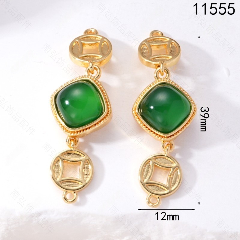 Pearl necklace clasp, copper coin imitation jade inlay clasp, press clasp, connecting clasp, sweater chain diy jewelry accessories pic 4