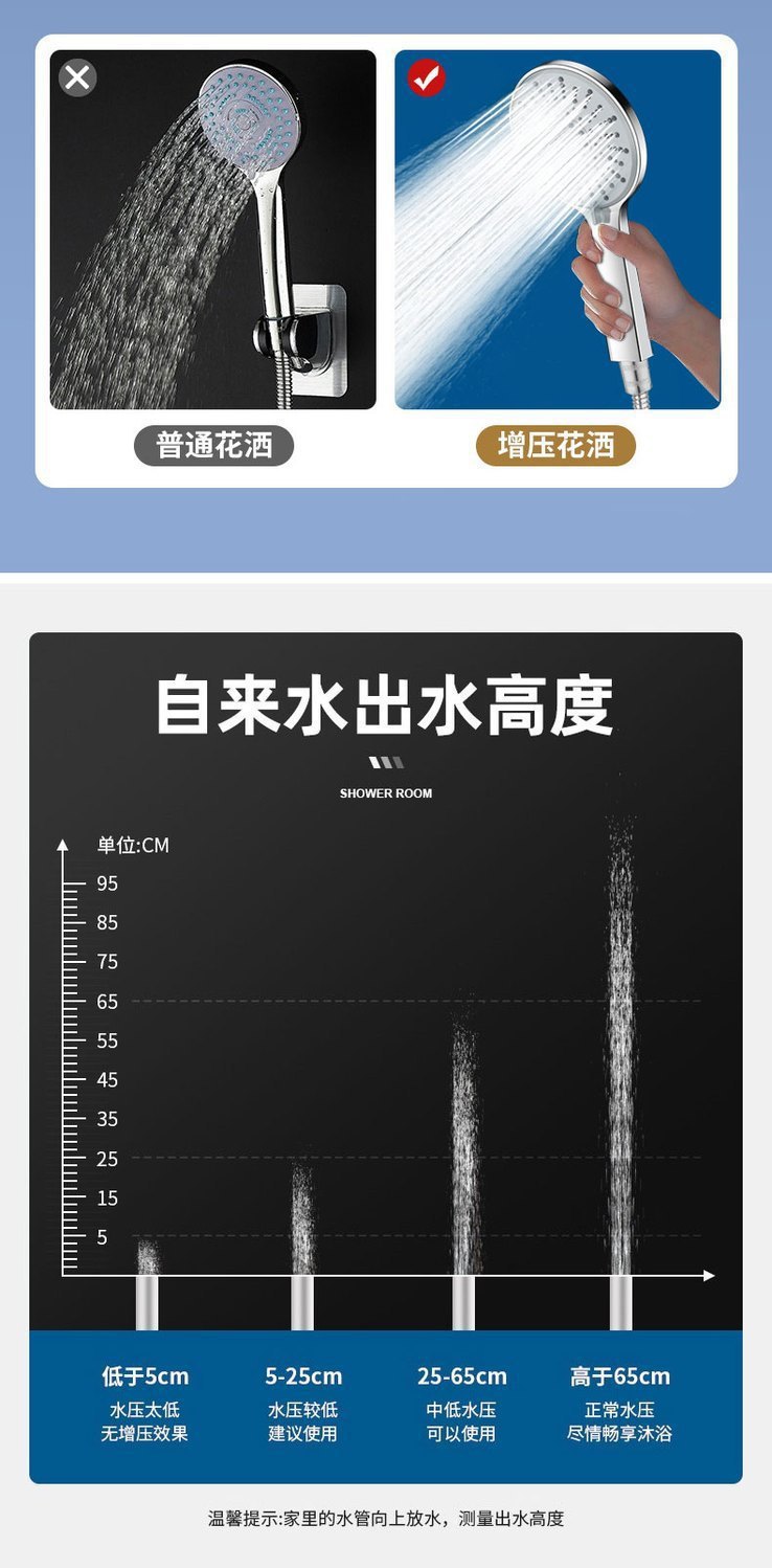 Large panel five-speed super strong showerhead, household bathroom handheld pressurized showerhead hose set pic 22
