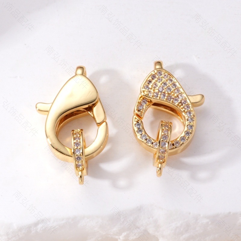 Pearl necklace clasp rose shell blade pin clasp connection end clasp sweater chain diy jewelry accessory pearl necklace clasp head full inlay zircon heavy industry lobster clasp spring clasp handmade end clasp sweater chain pic 38