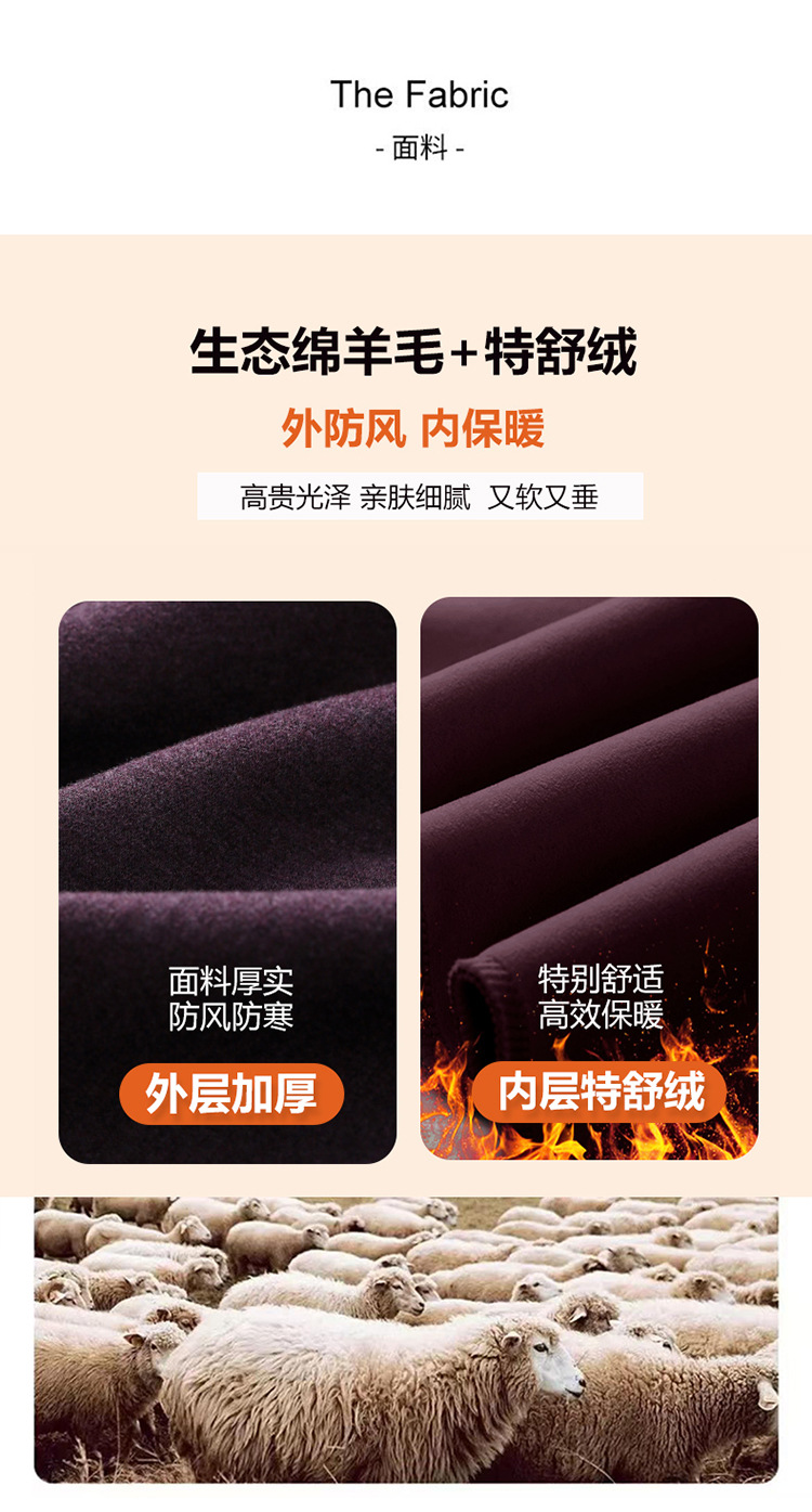 加厚绵羊毛休闲裤女2025秋冬保暖新款高腰舒适窄版显瘦显高阔腿裤详情5