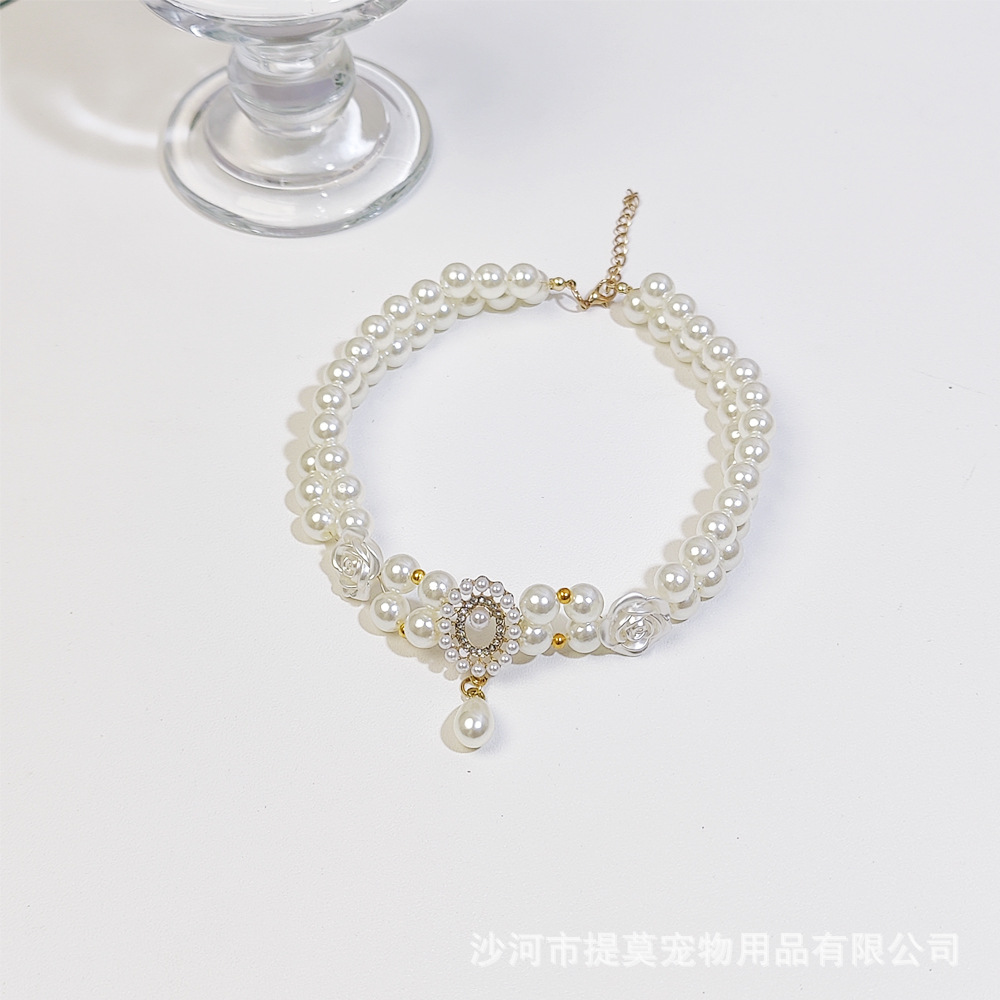 Pet cat, German cat, dog, pearl necklace, collar, small chanel-style gemstone bow, plush toy and accessories pic 12