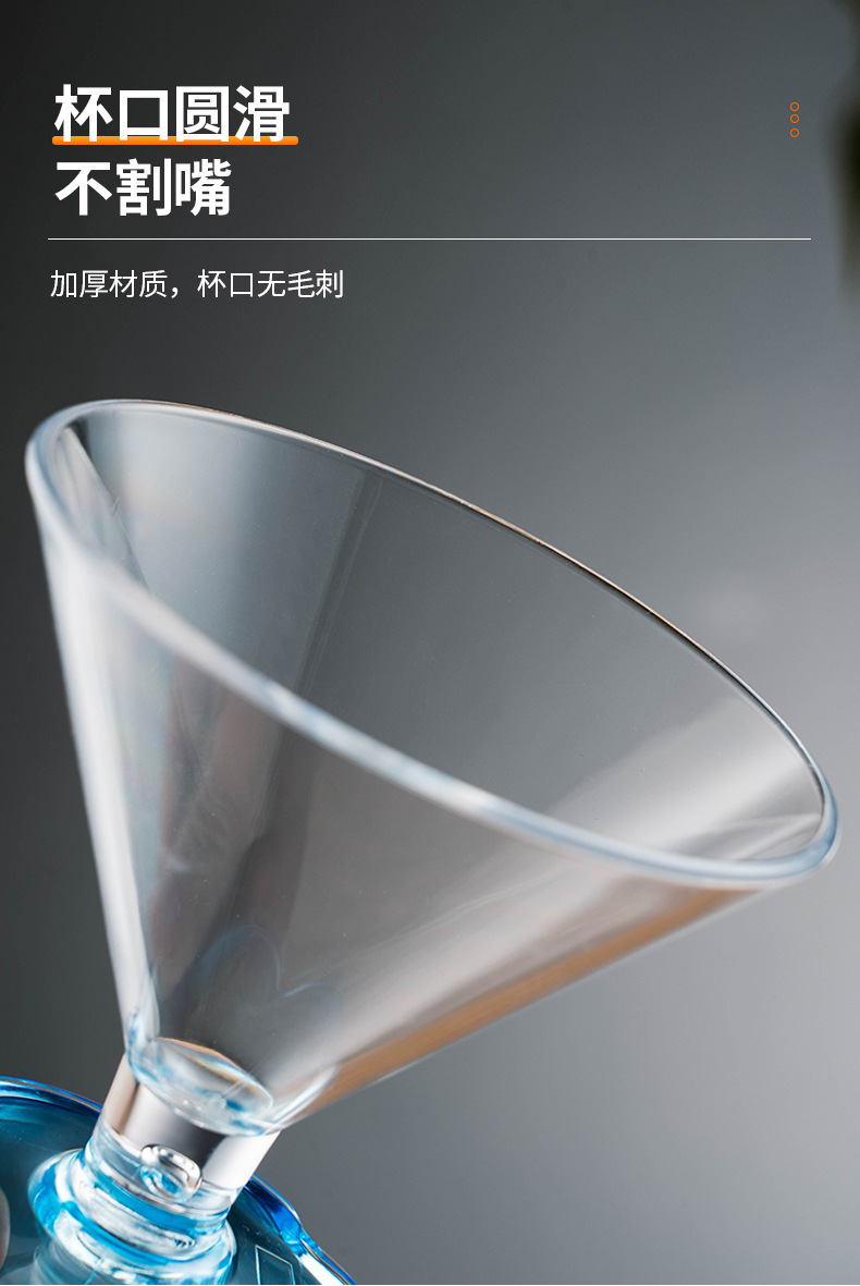 工厂现货PC亚克力塑料奶昔杯条纹布丁杯雪糕杯甜品杯餐厅冷饮高杯详情4
