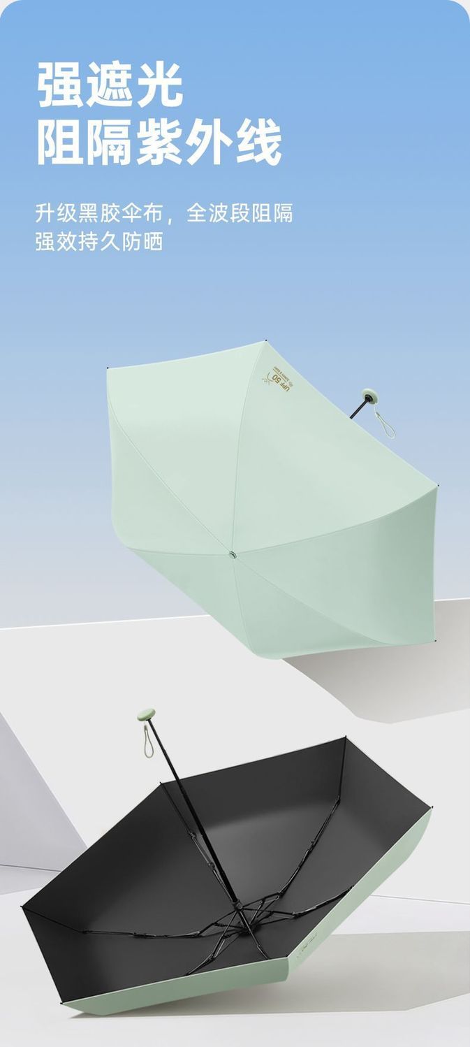 五折伞迷你胶囊晴雨两用太阳伞小巧便携超轻黑胶防晒遮阳口袋伞详情22