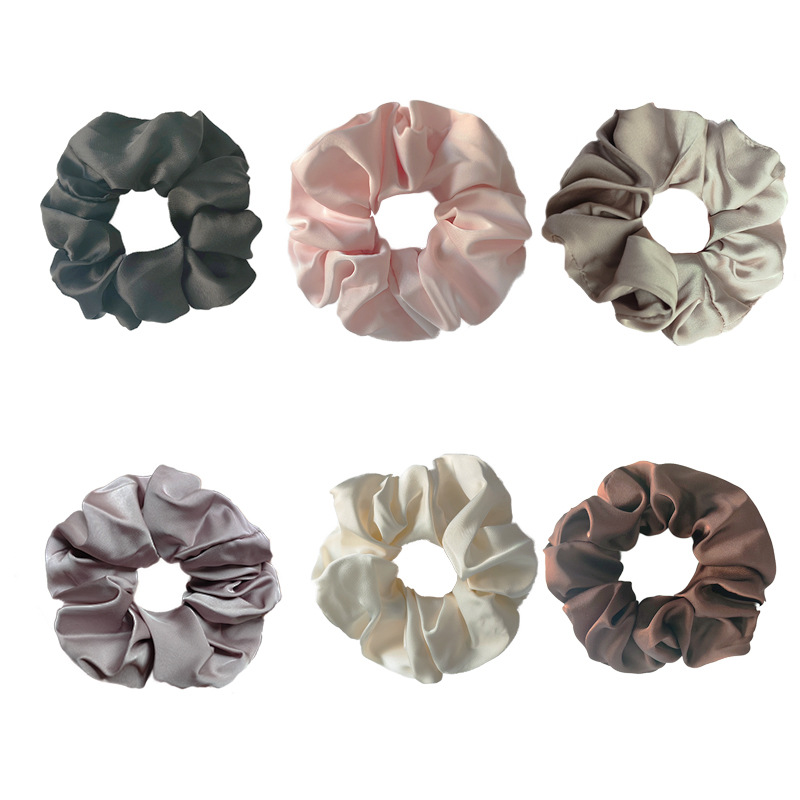 亚马逊新款简约百搭大肠发圈纯色肥肠头绳时尚仿真丝发饰详情1