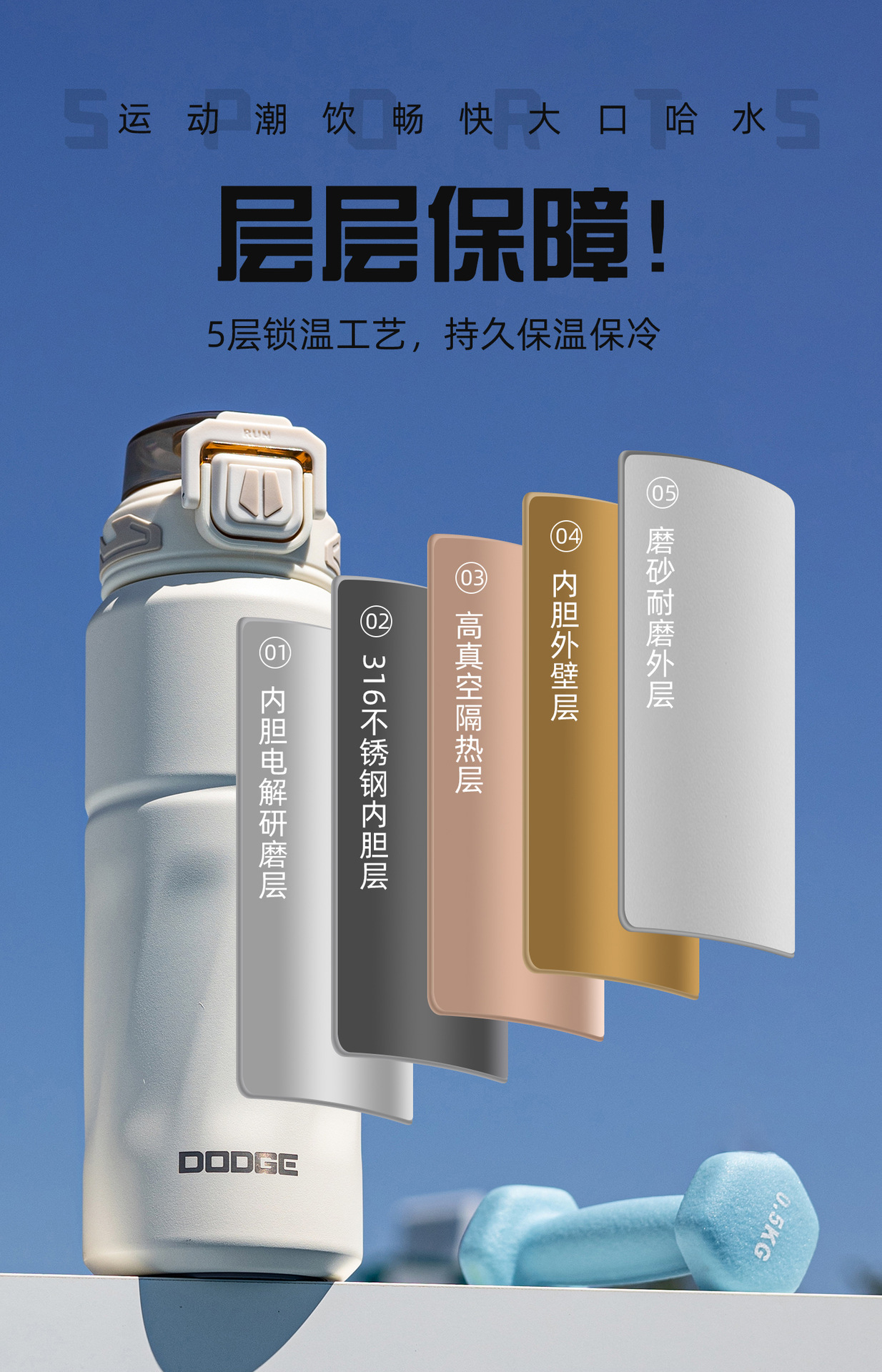 希乐道奇新款大容量双饮保温杯 便携 手提吸管水杯 运动户外水壶详情8