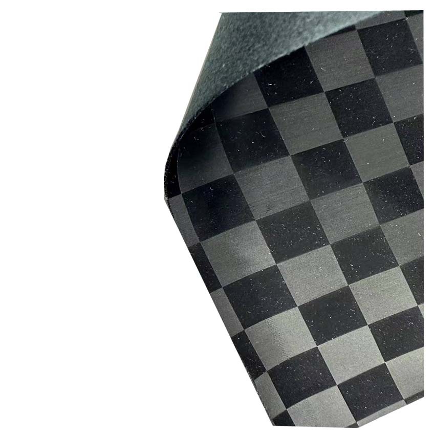 新款0.7MM丝光小斜纹格子pu皮革面料中国风丝绸绒感弹力服装皮革详情1