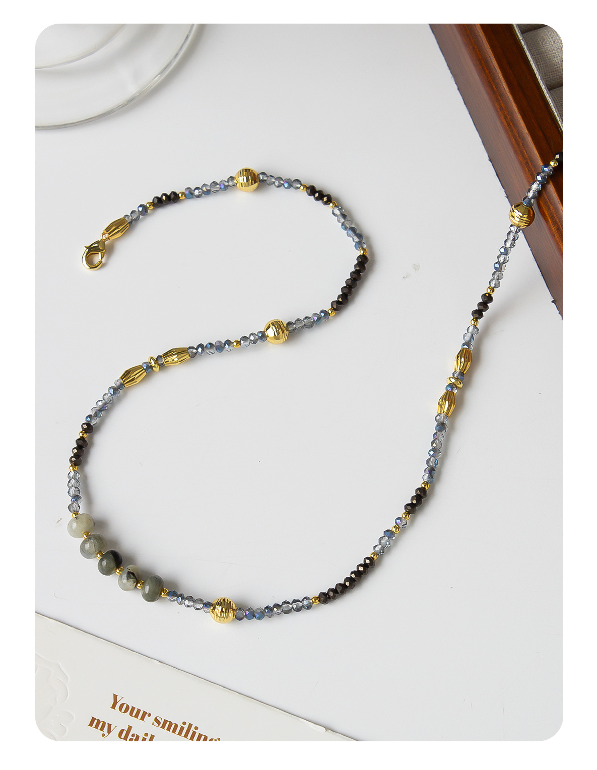 国风新中式虎眼石跑环串珠手工项链天然石气质复古设计感锁骨链女详情7