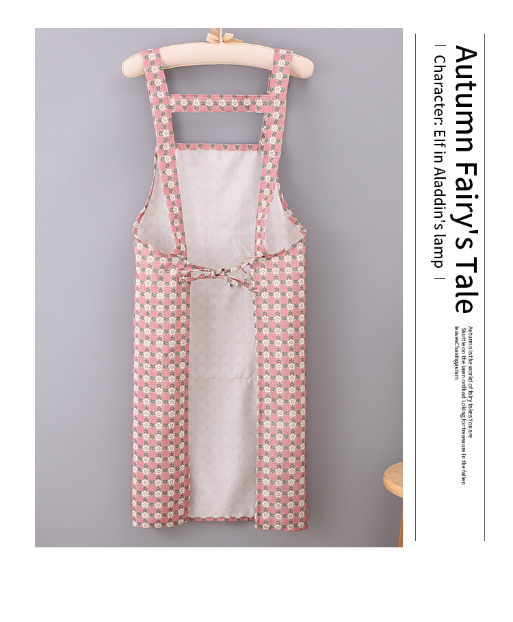 Cotton and linen mushroom rabbit flower H-shaped home apron, breathable large pocket waistband, kitchen cooking, oil-proof baking shoulder strap apron pic 14