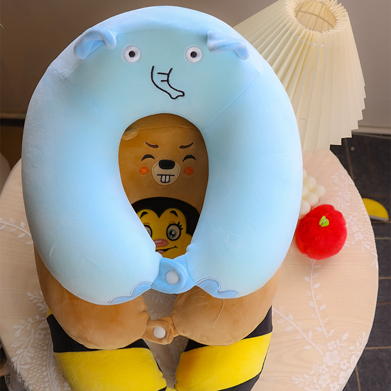 Cartoon memory foam U-shaped pillow, car neck support pillow, portable office plush neck pillow, travel neck support pillow, cute style pic 10