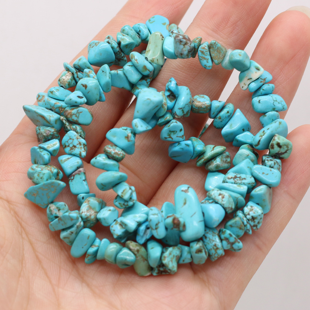 Natural crushed stone green Dongling blue pine raw stone beads with holes semi-finished DIY jewelry handcrafted accessories wholesale pic 17