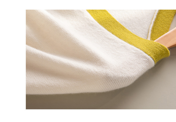 A stylish V-neck contrasting color wool cardigan with a simple and loose, fashionable knitted jacket for women in the autumn of 2024 pic 18