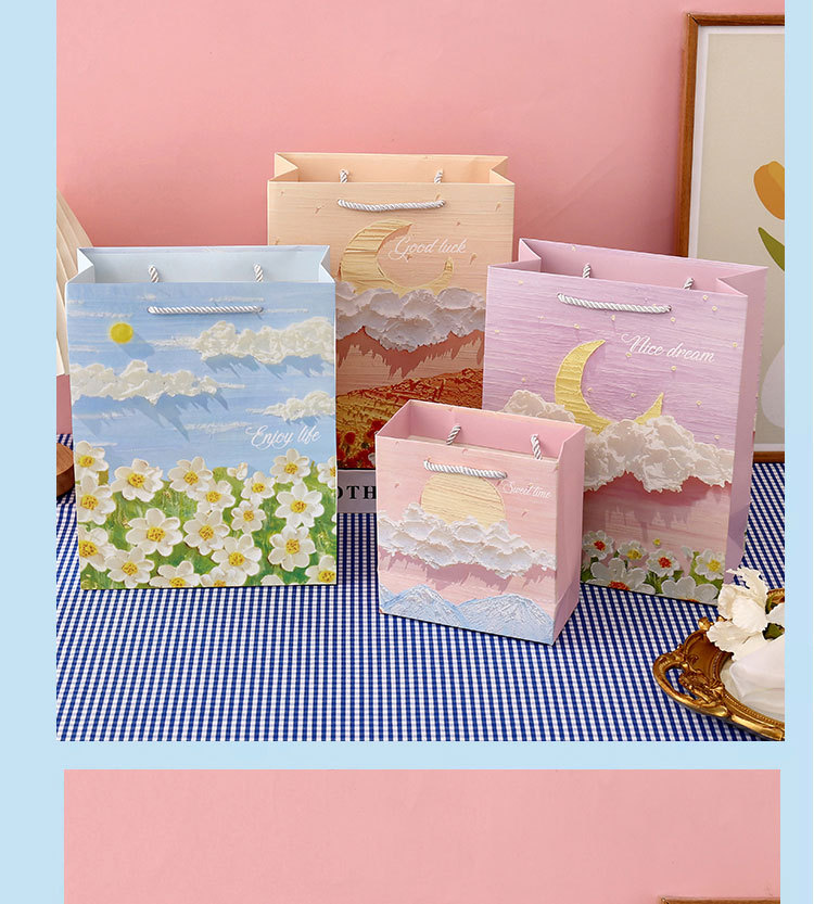 文艺油画礼品袋文艺手提袋节日精美男女生日花束包装送礼物纸袋子详情28