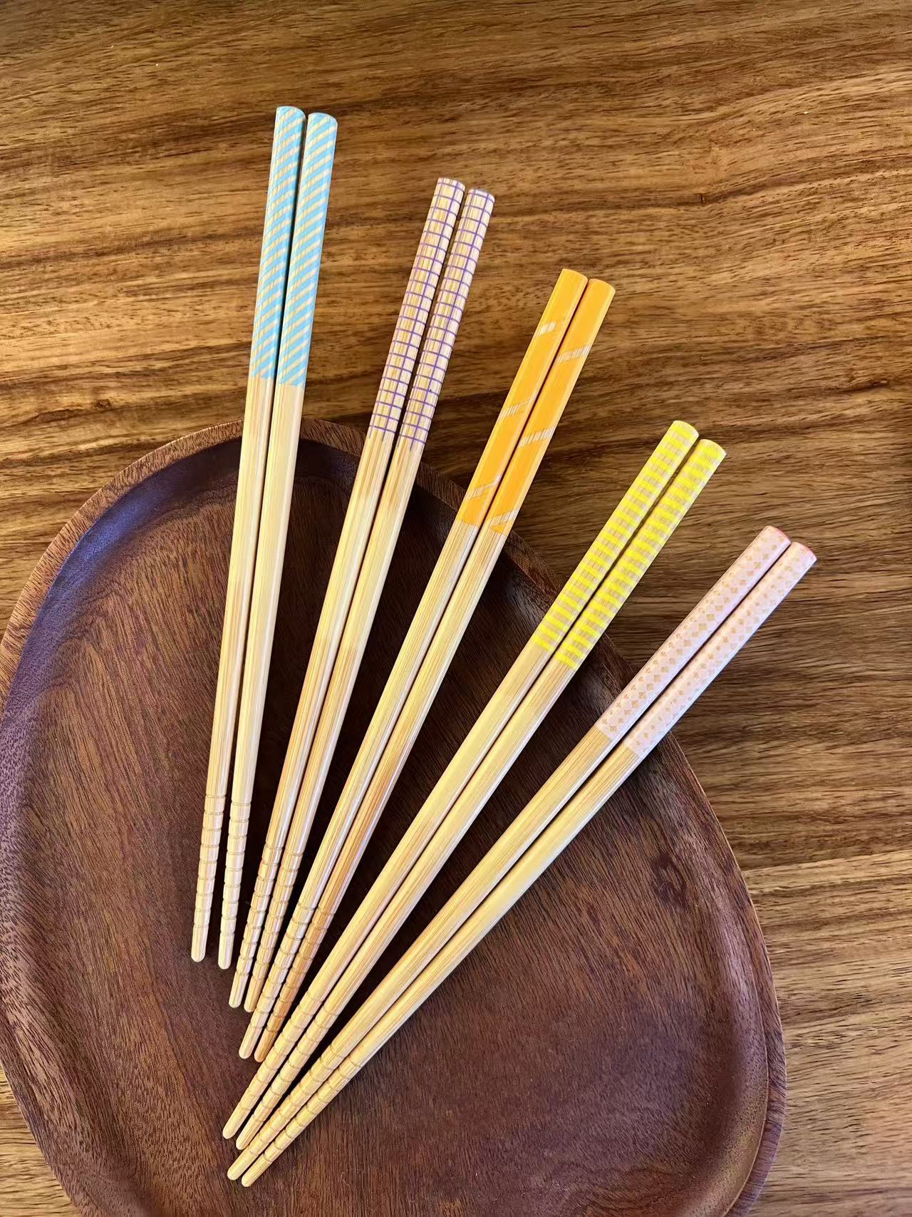 日式印花筷，彩虹条竹筷，防滑家用筷，批发筷，新款筷子详情4