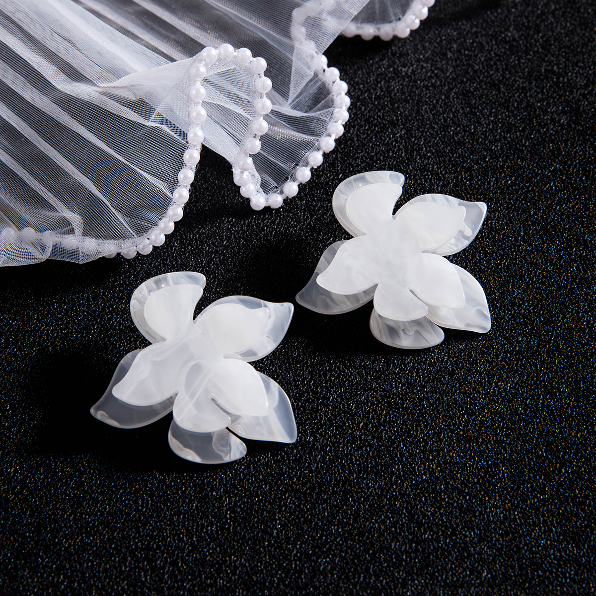 欧美跨境新款饰品 韩式蓬松大花朵耳环 高级绒布蕾丝多色耳饰套装详情29