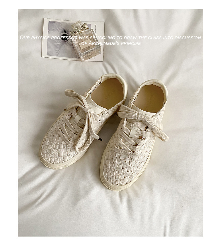 2024秋款！小众设计编织板鞋男女春秋透气休帆布鞋平底大码休闲鞋详情20