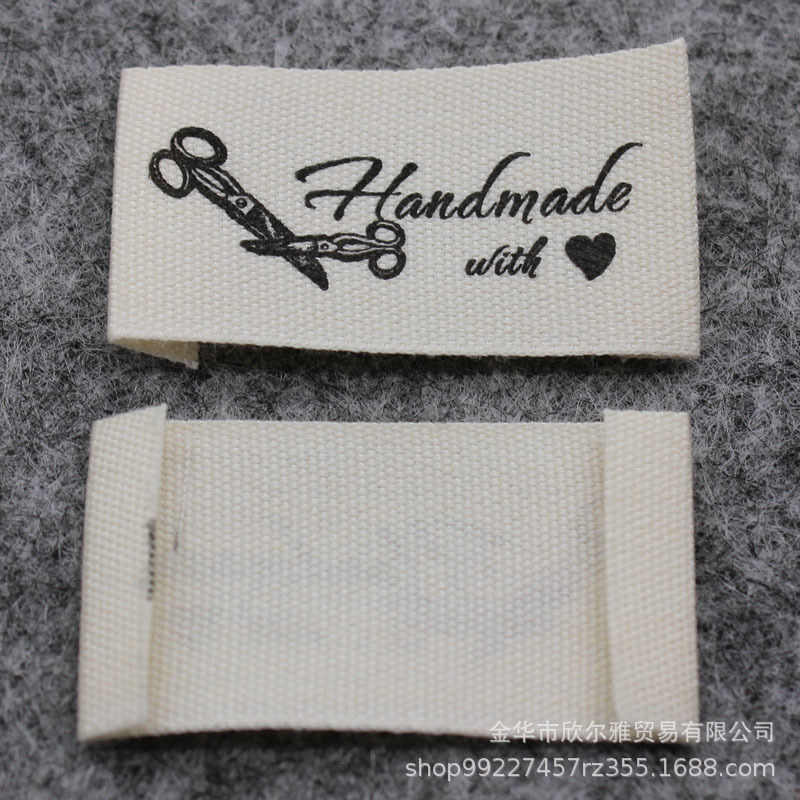 跨境handmade纯棉布标印标商标现货本白棉带手工品领标服装商标详情10