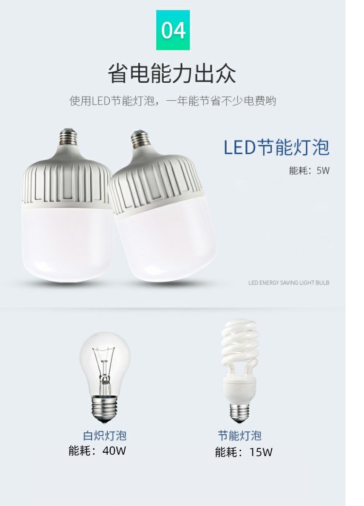 灯泡螺口led节能灯泡批发超亮省电节能灯白光家用e27室内球泡灯详情6