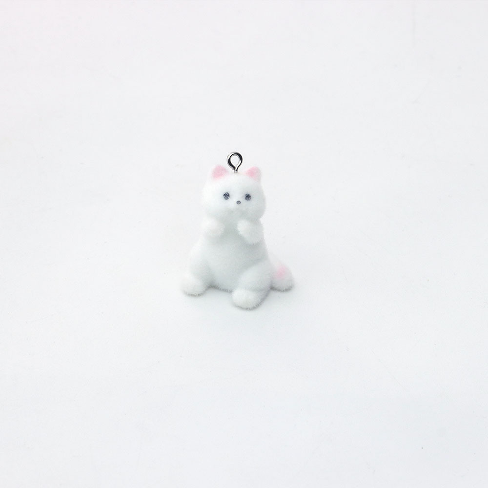 Cross-border simulation resin flocking cat jewelry pendants, diy keychains, bags, necklaces, small pendants, car accessories pic 7