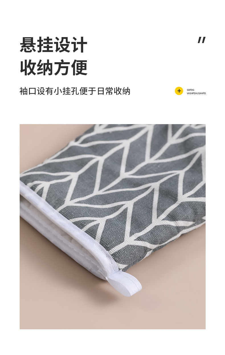 Kitchen microwave heat-resistant gloves, thickened checkered anti-scald and heat-resistant gloves, high-temperature resistant baking cotton and linen oven gloves pic 14