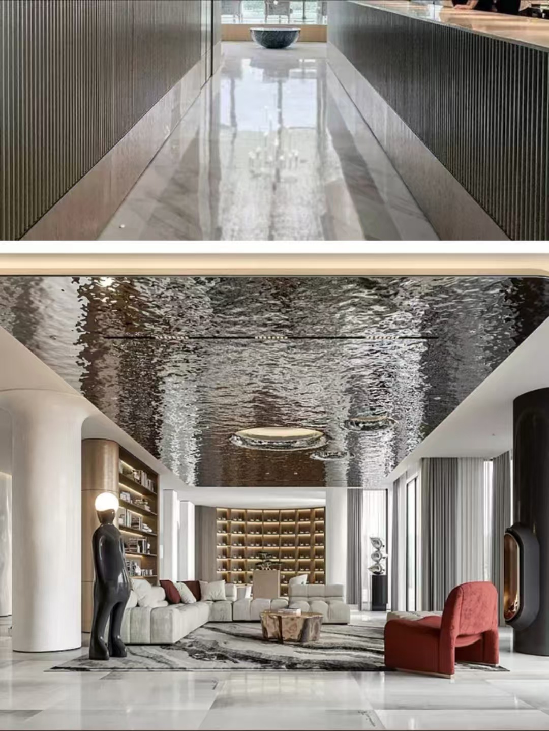 仿不锈钢水波纹板天花吊顶银色镜面波纹KTV背景墙金属饰面波浪板详情16