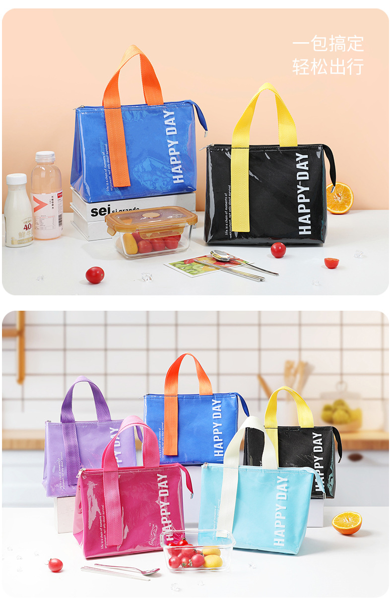 简约时尚牛津布饭盒袋学生上班族易清洁便当包小拎包三角饭盒包详情8