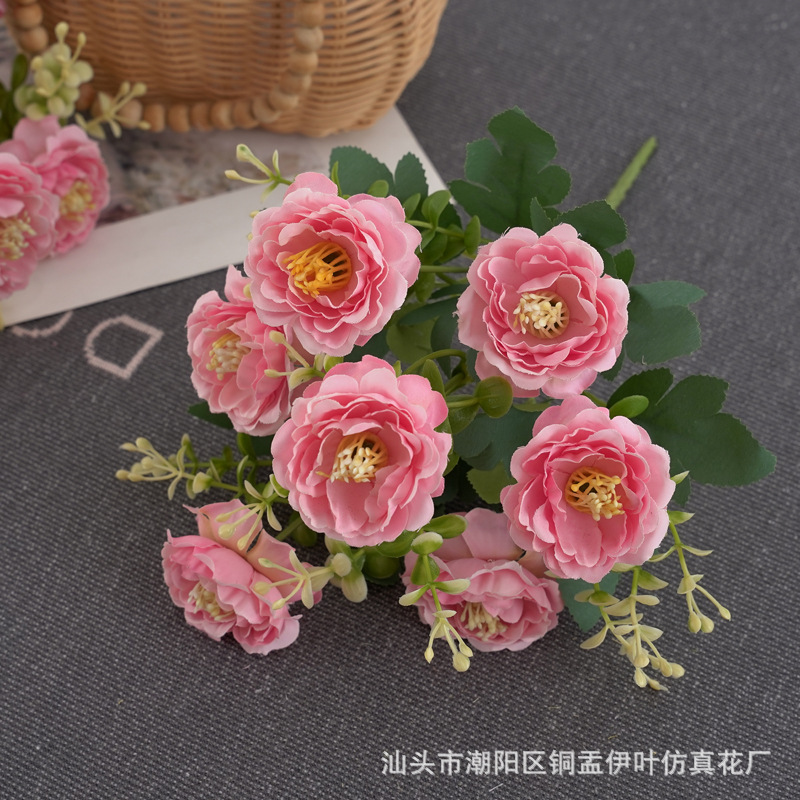 北欧仿真小玫瑰牡丹人造花家居装饰婚庆花墙洋甘菊花束详情6