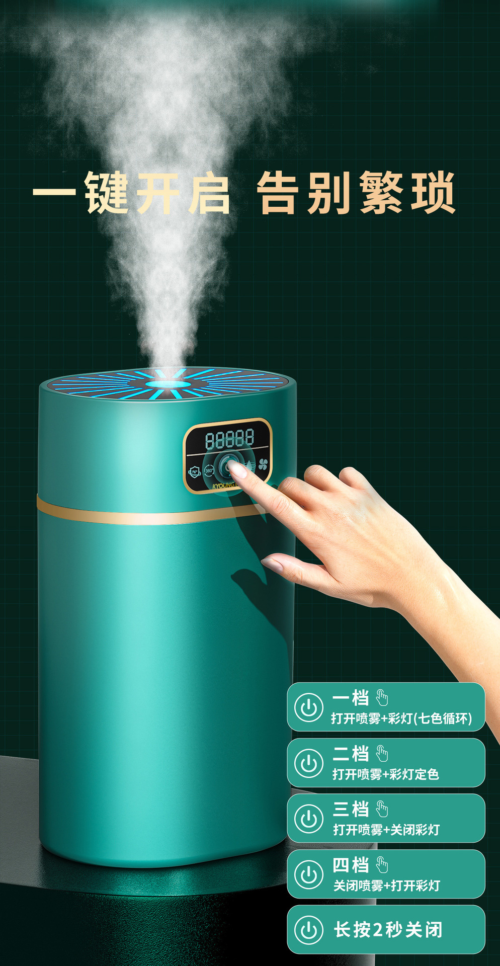 迷你静音加湿器 大容量长续航USB 便携充电加湿器办公桌车载两用详情10