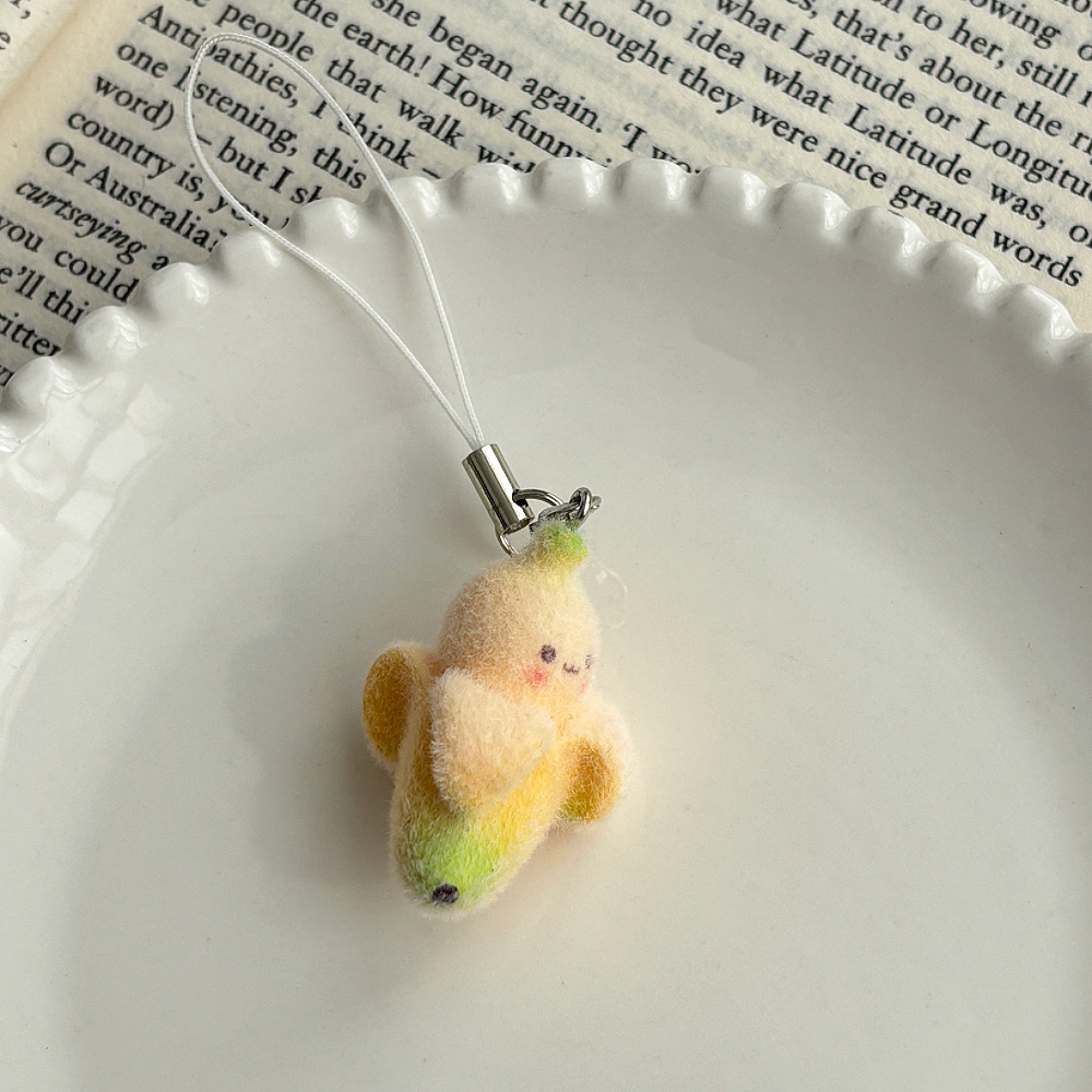 Creative flocked banana small pendant, cute Korean style pendant, peeled banana bag, mobile phone chain pendant wholesale pic 6