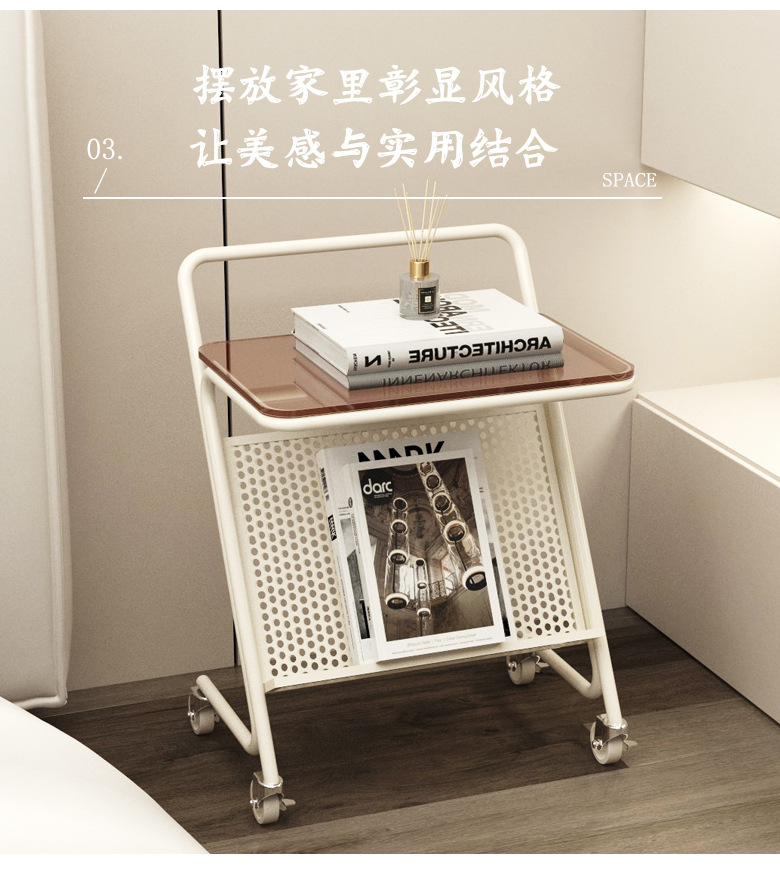 沙发边几客厅轻奢耐看实用小茶几卧室铁艺床头柜小型意式简约角几多功能床头柜详情5