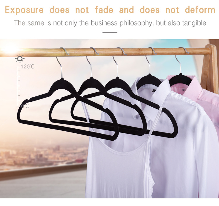 燊宏跨境晾衣架批发45cm黑色black velvet hangers家用植绒详情14