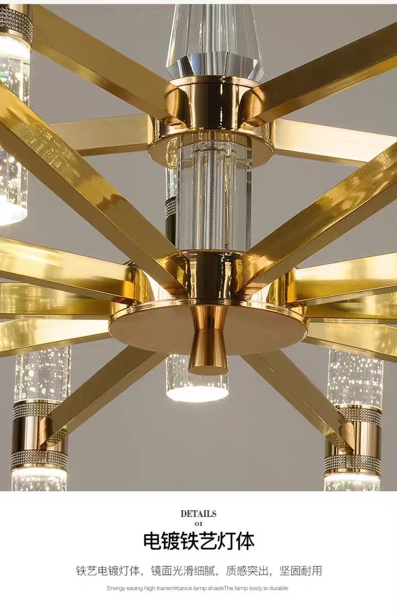 新款现代简约轻奢气泡柱水晶客厅吊灯高档大气全屋别墅餐厅卧室灯详情6